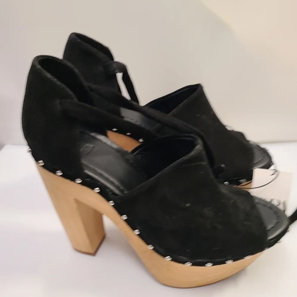 ZARA HIGH-HEEL LEATHER SANDALS - LIMITED EDITION BLACK SIZE 8 | 4305/110